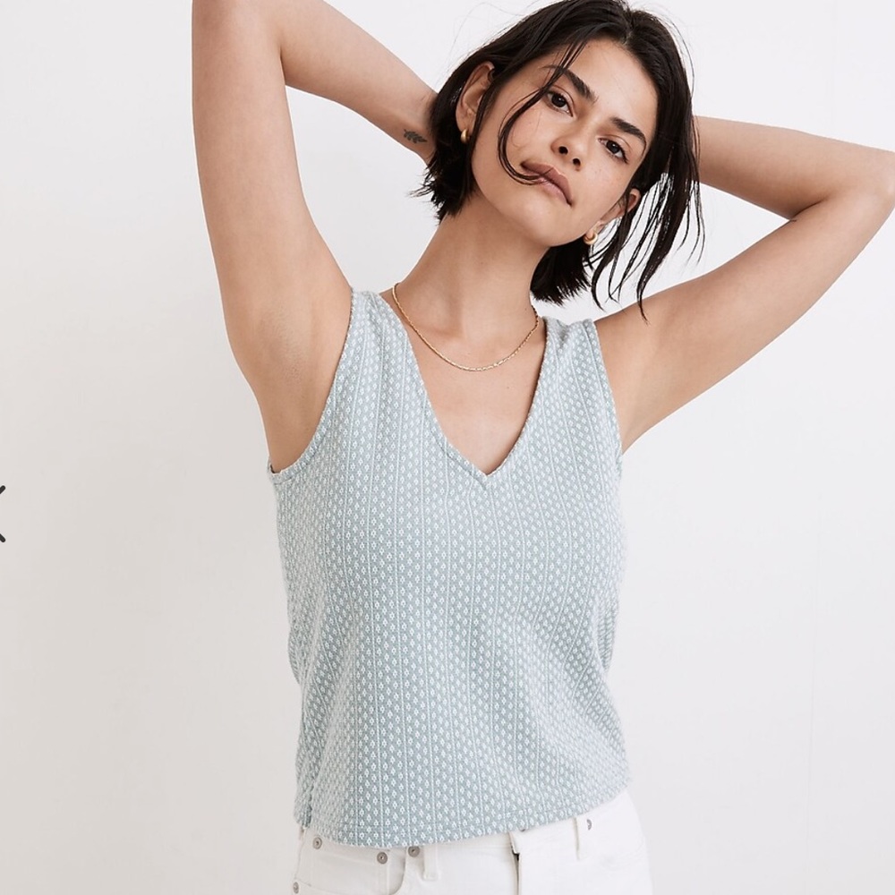 Madewell Jacquard Peekaboo-Back Crop Tank in Faded Shale. Size small. NWOT.